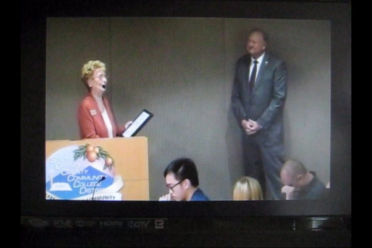Comedian Joyce Van Schaack Honors President Tod Burnett